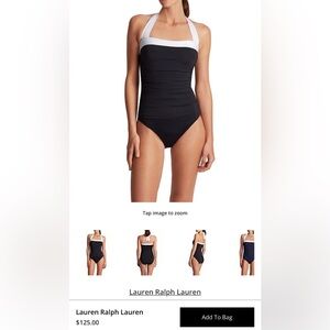 Lauren Ralph Lauren Black and White Halter One-Piece Swimsuit- size 10